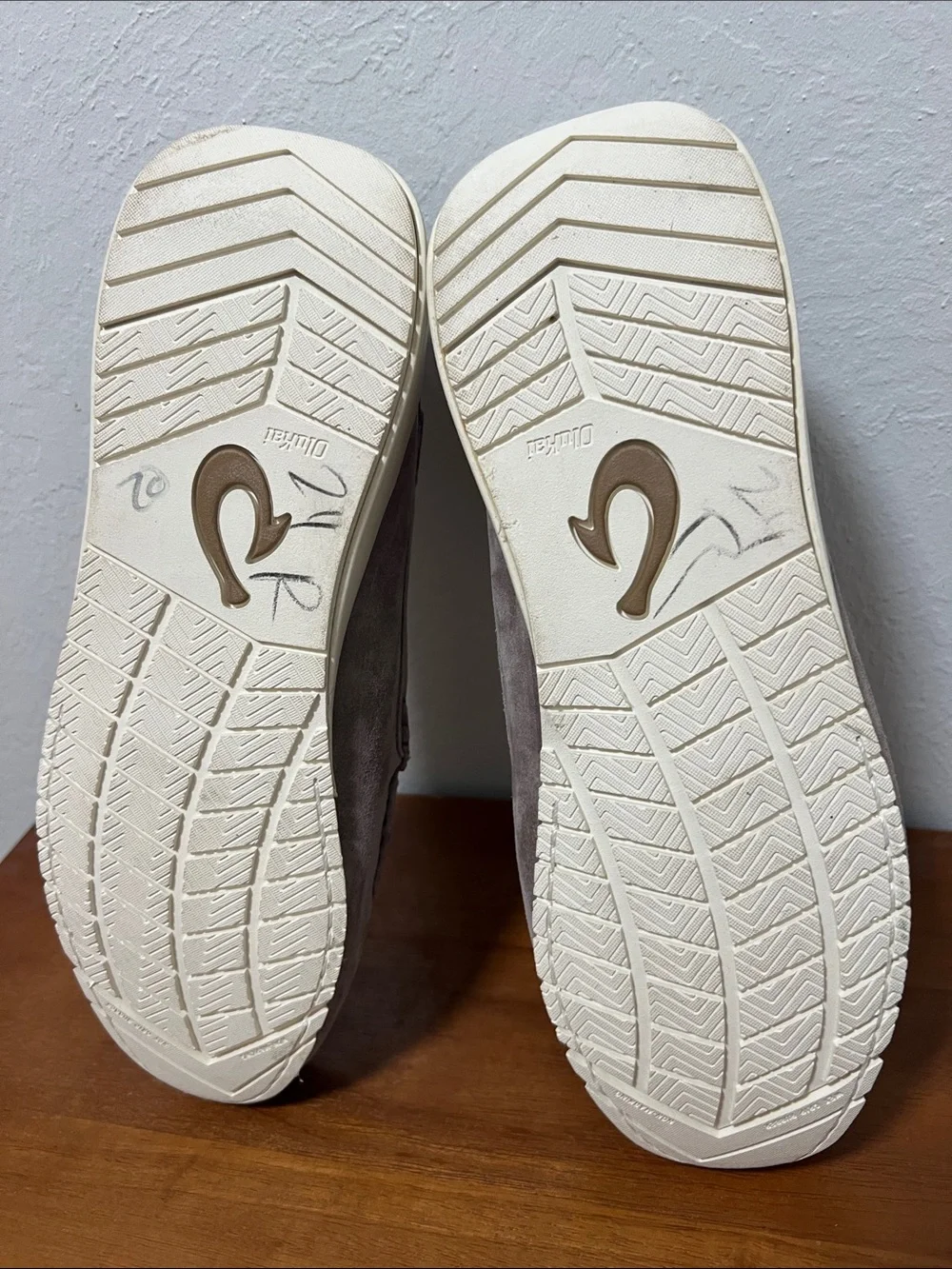 OluKai Men's Suede Slip-On Loafers in Taupe Gray